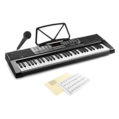 Image of Max KB2 Electronic Keyboard 61 Key Full Size Digital Piano, with Speakers and Beginners Music Note Sheet Stickers