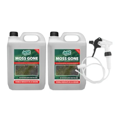 Image of One Chem Moss Gone killer 2 x 5 Litre Multi Pack with long hose trigger, Suitable on Path, patios and hard surfaces, Ready To Use