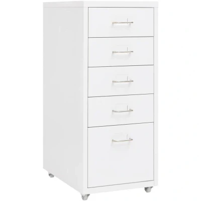 Image of vidaXL White Mobile File Cabinet Metal Office Filing with 6 Drawers and Label Holder Handles Compact, Easy to Move, Durable Design