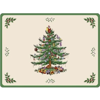 Image of Spode Christmas Tree &#039;SMALL SIZE&#039; Placemats 12 x 9 (Box of 6)