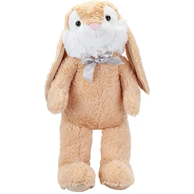 Image of VFM Giant Bunny Soft Toy Plush Super Easter Gift, 75cm Tall Stuffed Woodland Animal Teddy With Ribbon &amp; Embroidered Details XL Brown