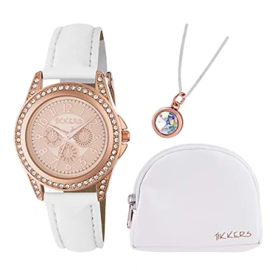 Image of WATCH Tikkers Rose Gold Girls Designer Style White Strap