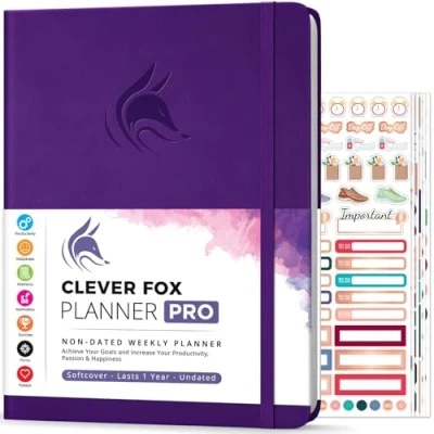 Image of Clever Fox Planner PRO Weekly &amp; Monthly Life to Increase Productivity, Time Management and Hit Your Goals, 21.5x28cm (Purple)