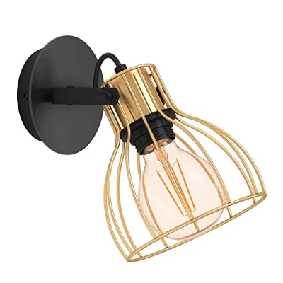 Image of EGLO Sambatello wall lamp 1 bulb black/gold
