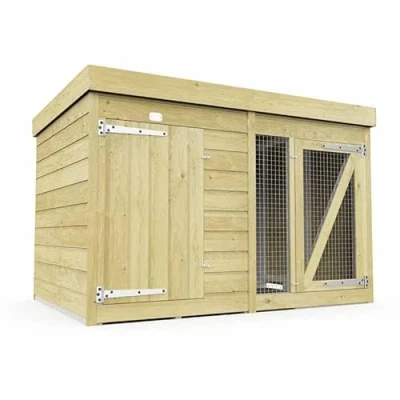 Image of 6ft x 4ft Dog Kennel and Run Wood L127 W185 H127 cm