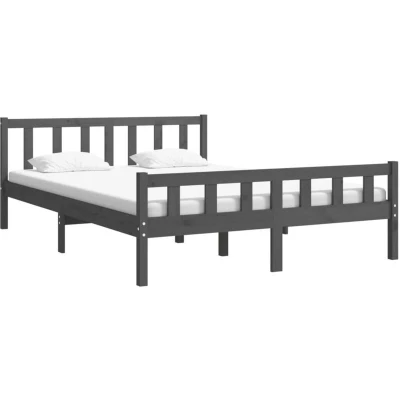 Image of vidaXL Bed Frame without Mattress Grey Solid Wood King Size