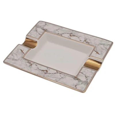 Image of Germanus cigar ashtray made of real porcelain marble bianco