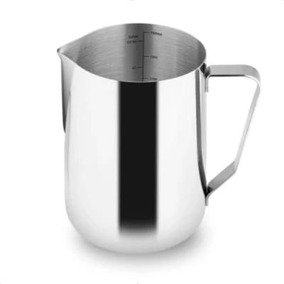 Image of watchget Milk Frothing Pitcher 52oz/1500ml Stainless Steel Espresso Steaming for Cappuccino, Latte Art, Coffee Machine Accessories Jug Frother Cup, Silver