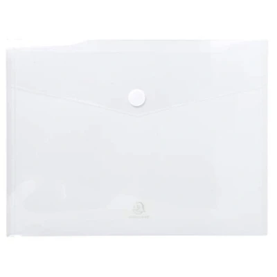 Image of Exacompta Ref 56421E PP Envelope Pocket Suitable for A4 Documents, Hook &amp; Loop Closure, 0.2mm Translucent Polypropylene, Personalisable Clear (Pack of 5)