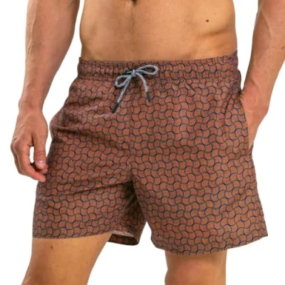 Image of RIPT Men&#039;s Performance Essentials Quick Dry UV 50 Sun Protection Swim Shorts Trunks, Orange Swirl Print, L