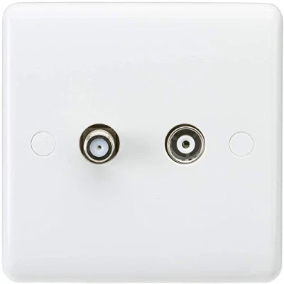 Image of KnightsBridge Curved Edge Coax TV and SAT Outlet