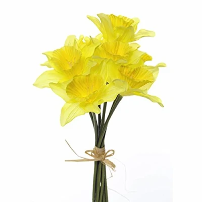 Image of FloristryWarehouse Artificial Silk Daffodils Bunch 9 Stems Realistic Yellow Daffodil flowers 33cm