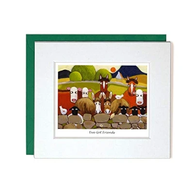 Image of &quot;Ewe Got Friends&quot; Mounted Greeting Card by Thomas Joseph Friendship Sheep