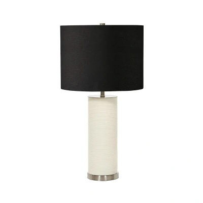 Image of Ripple Table Lamp with Round Shade, White Black Shade