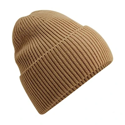 Image of Beechfield Engineered Crown Elegant Design Oversized Cuffed Beanie Biscuit