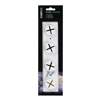 Image of Chef Aid 4 Hole Tea Towel Holder, White Plastic Tradtional Holder