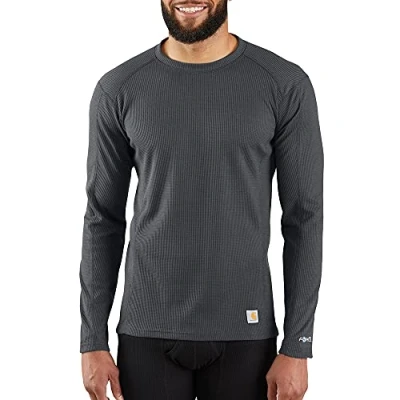 Image of Carhartt Men&#039;s Force Midweight Classic Thermal Base Layer Long Sleeve Shirt Top, Shadow, Large Tall