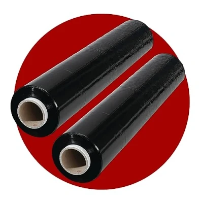 Image of Multi Use Strong 2 Black Pallet Wraps Tear Resistant Water &amp; Moisture Proof Stretch Shrink Wrap High Quality Easy to 400mm x 250m