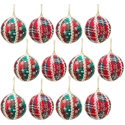 Image of Christmas Concepts® Pack Of 12 8cm Traditional Tartan Baubles Luxury Decorations
