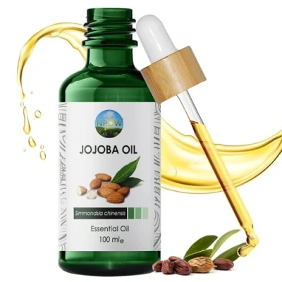 Image of NPOW Jojoba Oil 100% Pure &amp; Natural Organic For Hair, Face, Body, Beard, Nails Hair Growth Skin, Moisturizing Oil, Cold Pressed Vegan, 100ml