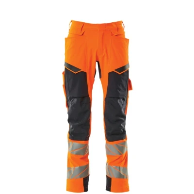Image of Mascot Accelerate Safe Trousers with Thigh Pockets Darknavy/Hi Vis Red (L35W35.5)