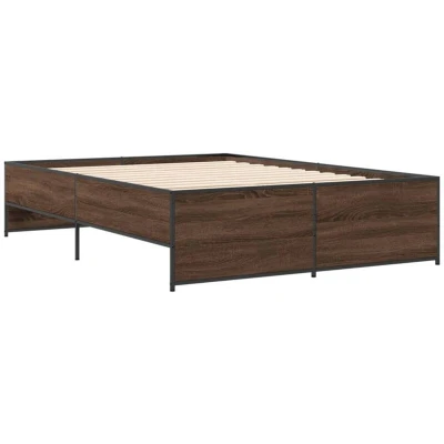 Image of vidaXL Bed Frame without Mattress Brown Oak 135x190 cm Double