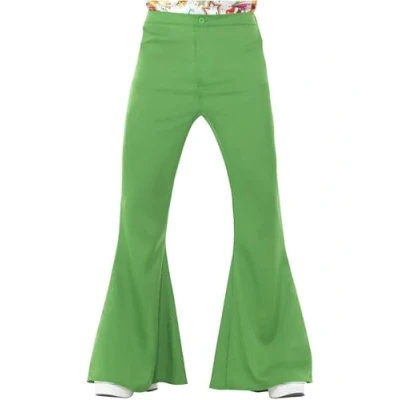 Image of Smiffys Flared Trousers, Mens, Green , 1960&#039;s Groovy Fancy Dress, 1960s Dress Up Costumes