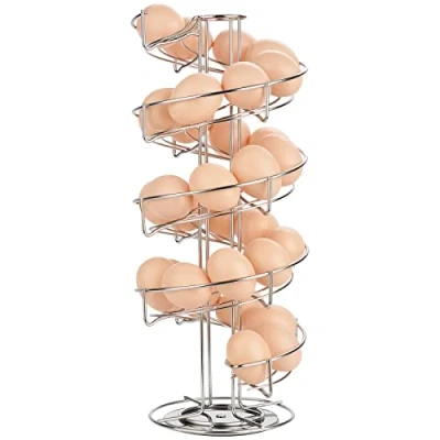 Image of Toplife Spiral Design Stainless Steel Egg Skelter Dispenser Rack,Storage Display Rack Silver