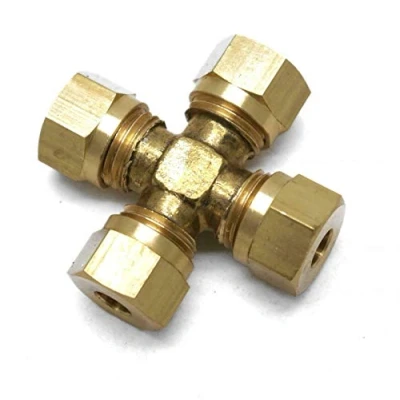 Image of qcl British Made 6mm Equal 4 Way Cross Brass Compression Fitting