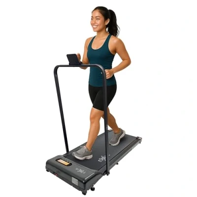 Image of EVOLVE Motorized Under Desk Electric Treadmill for Home Office Walking Pad Jogging Ultra Flat Slim Desk, Remote Control, 2.5Hp motor, 245 lb user weight, Bluetooth Speaker,LED Display