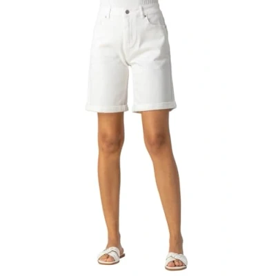 Image of Roman Originals Denim Shorts with Pockets for Women UK Ladies Mom Jeans Boyfriend Boy High Waisted Turned Frayed Hem Stretchy Cotton Casual Slim Skinny Pants Mother Holiday White Size 18