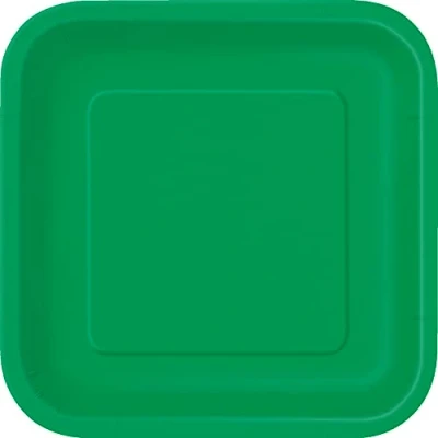 Image of Unique 31860EU Eco Friendly Square Paper Plates 18 cm Emerald Green Colour 16 Count (Pack of 1), Pack
