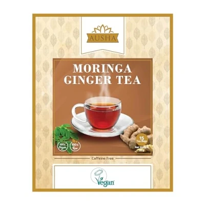 Image of Ausha Moringa Ginger Tea Bags 40 + Licorice Sustainable packaging No Individual