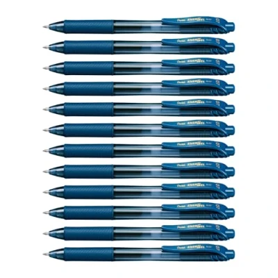 Image of Pentel EnerGel X Retractable Gel Pen Navy Blue Ink Pack of 12