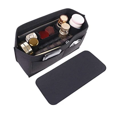 Image of Doxo Felt Organizer Insert Handbag&amp;Tote Purse Large with Zipper Bag Fits for Speedy and Neverfull MM black Size: L
