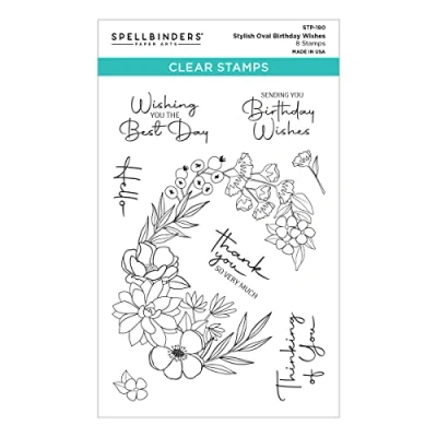 Image of Spellbinders Birthday Wishes Clear Stamp Set from The Stylish Ovals Collection, ONE