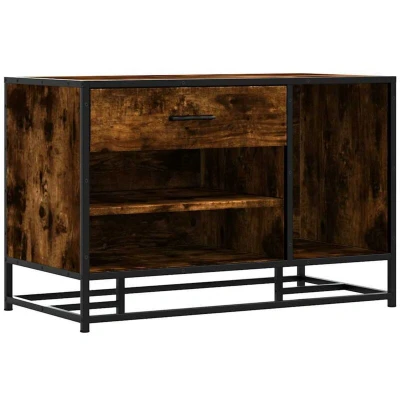 Image of vidaXL Shoe Bench Smoked Oak 80x40x53.5 cm Engineered Wood and Metal
