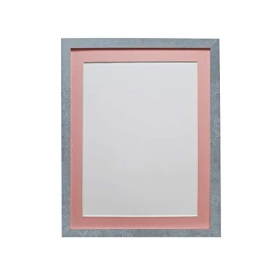 Image of FRAMES BY POST H7 Picture Photo Frame Mineral Grey with Pink Mount 8 x 6 Image Size 4 Inch