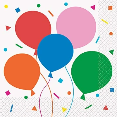 Image of Vibrant Colorful Balloons Luncheon Napkins (16cm) Perfect for Parties &amp; Celebrations 16ct