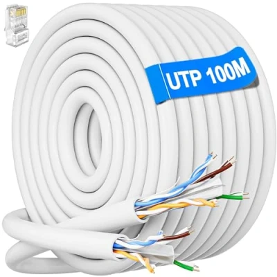 Image of Ethernet Cable 100m, Cat 6 High Speed Network Cable, Outdoor Lan Extra Long Wlan 23AWG External Bulk Internet UTP CCA Gigabit Anti Jamming Weatherproof Wifi 100 Meters