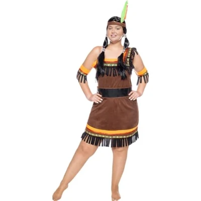 Image of Funidelia Deluxe Indian Costume for woman Indian, Cowboys, Western adults accessory fancy dress &amp; props Halloween, carnival parties Size S Brown