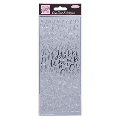 Image of Anitas Outline Stickers, Modern Alphabet, Silver, For Scrapbooking, Card Making, Kids Play, Homework, Art, Craft, Embelish, Decorative, Paper, Card, Glass, Metal, Plastic, Foam
