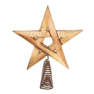 Image of Nature Inspired Wooden Pentagram Tree Topper Winter Solstice &amp; Pagan Holiday Decor Rebirth Symbol for Seasonal Home Ancient Traditions Celebration