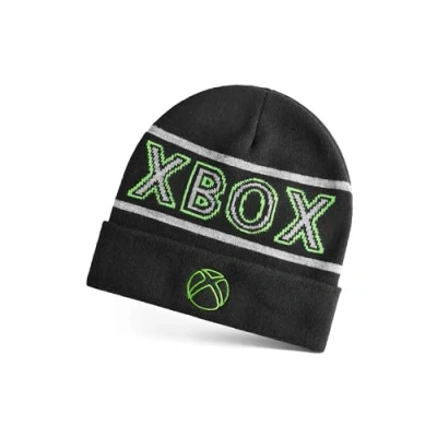 Image of Xbox Boys Beanie Hat in Black Knitted Winter with Embroidered Icon for Kids Childrens One Size Warm Cuffed Gamers Microsoft Games Console Merchandise Gift