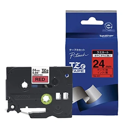 Image of Brother TZe 451 Black on Red TZ Label Tape (Black Red, TZ, Brother, 2.4 cm, 8 m, 1 Piece)