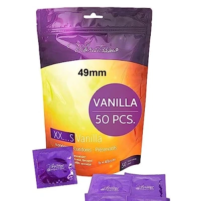Image of VIBRATISSIMO XXS Vanilla Condoms 50 Pack I Premium with Aroma for Men Flavored Thin Wall Thickness &amp; Aromatized Feel w=49mm
