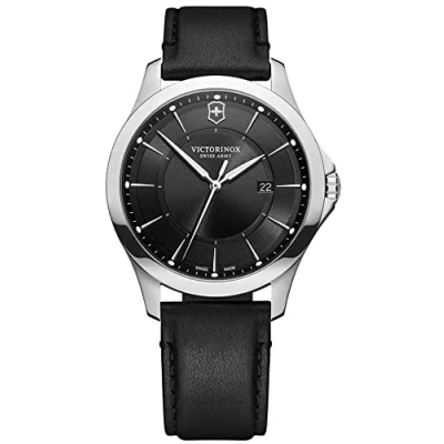 Image of Victorinox Men’s Watch Alliance Ø 40 mm, Swiss Made, Analogue Quartz, Water Resistant up to 100 m, Sapphire Glass, Leather Strap, Black