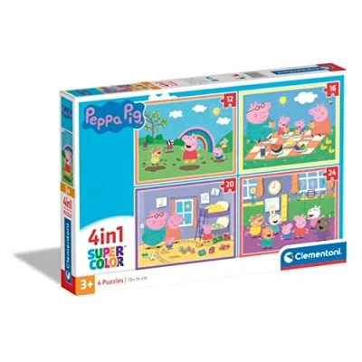Image of Clementoni 21516 4 In 1 Supercolor Puzzle Peppa Pig 12+16+20+24 Pieces, Jigsaw For Kids Age 3, Cartoon, Made Italy