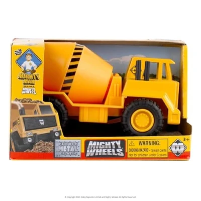 Image of Mighty Wheels Steel Cement Mixer Truck Toy 4.75&quot; Free wheeling Durable and Plastic Construction Toys for 3+ Year Old Boys Girls