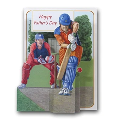 Image of The Pictoria Press FATHERS DAY Cricket Sport a 3D Pop Up Greeting Card from